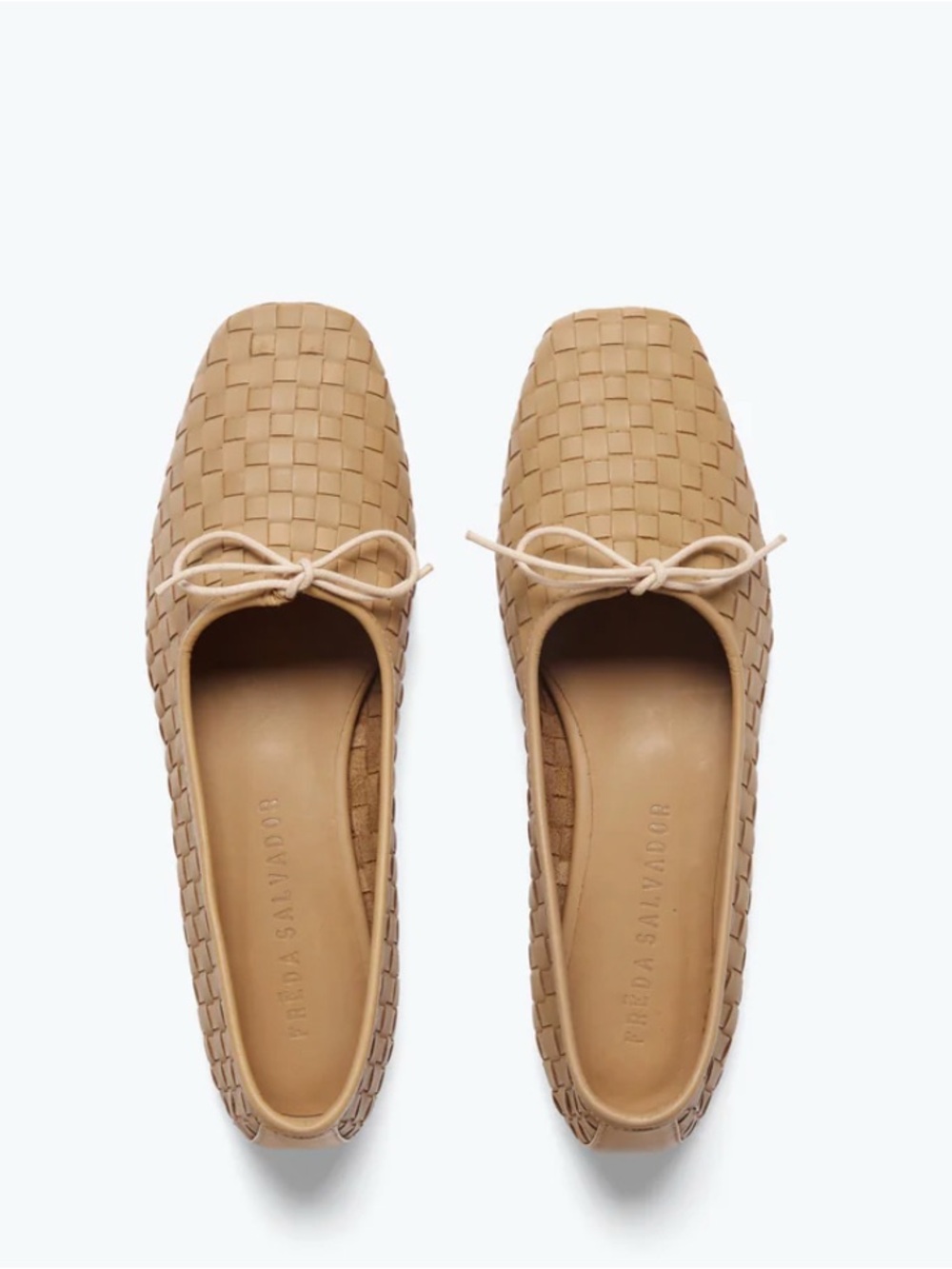 FREDA SALVADOR JADA SQUARE TOE BALLET FLAT - 10 / Latte Closed Woven Calf
